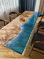 Foshan personnaliser l'usine en gros mobilier d'extérieur moderne personnalisé rivière résine époxy restaurant salle à manger table en bois