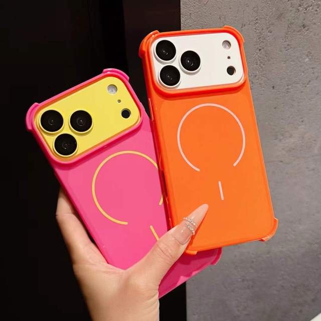 Luxury Color Blocking Four Corner Protection Phone Case for iPhone 17 Air 18 16 15 14 13 12 11 Pro Max Detachable Lens Cover