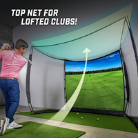 Cage d'entraînement de golf 10,5 pieds avec écran de projection visuel, simulateur compatible, cadre en acier robuste, tissu PE haute résistance