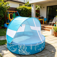 Aufblasbarer Gartenpool mit Sonnenschutz-Überdachung, Tragbarer Aufblasbarer Oberirdischer Schwimmpool für den Außenbereich