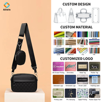 Sac bandoulière matelassé personnalisé avec logo, mini pochette détachable pour promotion de marque, vente en gros