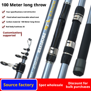 Canne à pêche télescopique en fibre de carbone ultra-lourde, action extra rapide, guides en céramique, poignée en EVA, 4 brins, pour la pêche en eau salée au bar. - Product Image 4