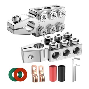 Kit de connecteurs de bornes de batterie, pince de borne de batterie 12 voies, borne supérieure conique en aluminium robuste 8-4/0AWG - Product Image 1