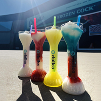 Gobelets en plastique personnalisés avec logo OEM, multi-capacités, élégants, pour festival, slushy, avec pailles, pour bars et fêtes.