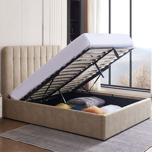 Lit rembourré sur mesure 2026 en tissu doux, lit double, lit queen size, lit king size, cadre de lit en bois avec rangement, style antique, luxe moderne - Product Image 2