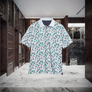 Camiseta Polo de Algodón para Hombre 6592 MAA B898-01-02, Manga Corta, Resistente, Gruesa, con Bordado de Flores, Rayas y Color Sólido - Product Image 3