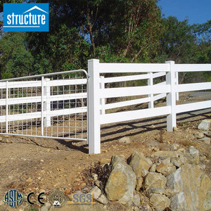 Ranch <span class=keywords><strong>Blanc</strong></span> Bovins Vinyle 3 Rails <span class=keywords><strong>PVC</strong></span> 3 Rails Cheval Prado Ferme Clôture Pôle - Product Image 2