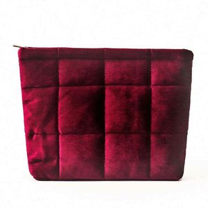 2024 Custom Logo Winter Down Cotton Velvet Soft Puffer Puffy Fluffy Quilted Makeup Cosmetic Bag Travel Make up Pouch - Product Image 1