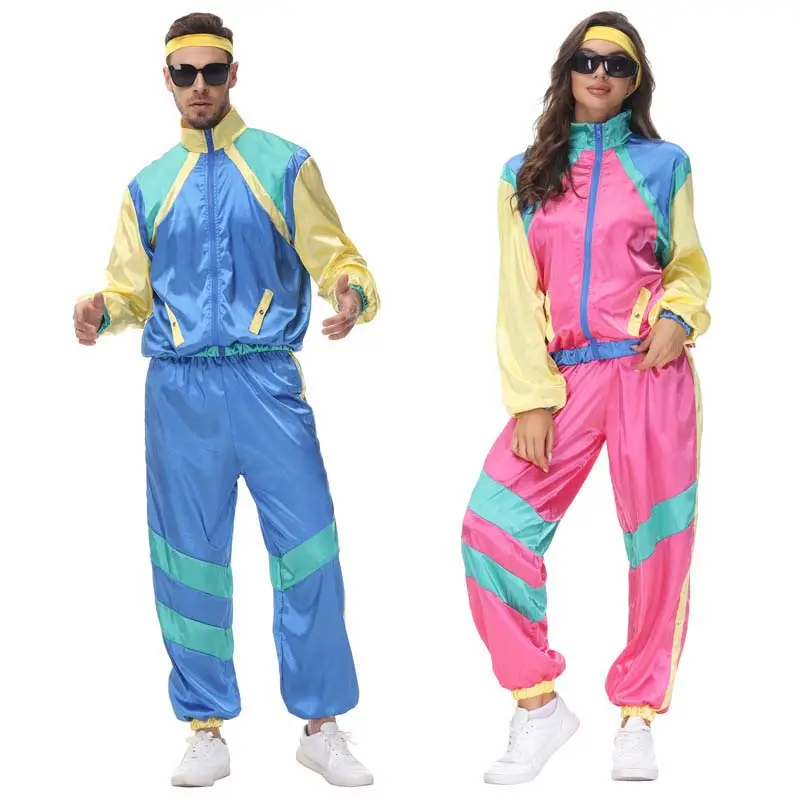 Carnaval Halloween Vintage Feest Volwassen Vrouwen Mannen Retro Jurk Jaren 70 En 80 Outfit YTHC-005