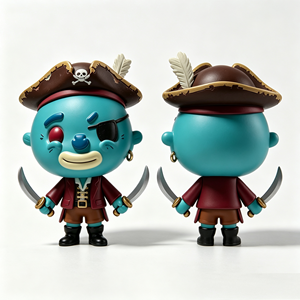 Figurine de pirate miniature personnalisée OEM ODM, version Q personnalisée, jouet artistique de pirate de dessin animé, poupée de collection en PVC injecté - Product Image 1