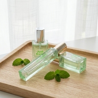 Flacon de parfum carré en verre de 10 ml avec bille roll-on et pulvérisateur, flacon cosmétique miniature vide format voyage pour échantillon de parfum