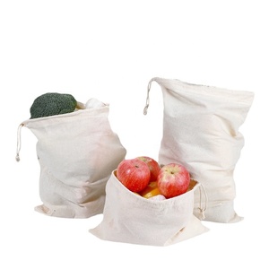 Sacchetti per Pane Personalizzati, Sacchetti Riutilizzabili per Imballaggio, Sacchetti Ecologici <span class=keywords><strong>in</strong></span> Cotone con Cordoncino per Frutta e Verdura - Product Image 1