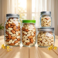 Bocal en verre à large ouverture avec 2 couvercles métalliques hermétiques, plusieurs tailles, qualité alimentaire, pour cornichons, confiture, miel, garde-manger