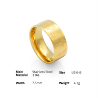 Chris april 316L acier inoxydable PVD plaqué or 18 carats fleur de naissance minimaliste bande épaisse soulagement du stress anxiété bague