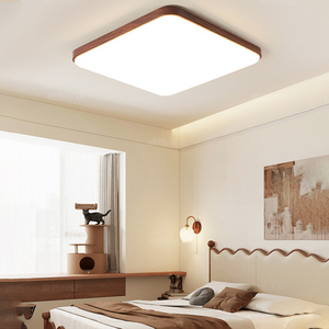 Lámpara de <span class=keywords><strong>Techo</strong></span> LED Moderna de <span class=keywords><strong>Madera</strong></span> con Cubierta Acrílica y Altura Ajustable para Sala de Estar y Dormitorio - Product Image 2