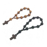 Hot Vintage Perle En Bois Chapelet Bracelet En Bois Croix Pendentif Péruvien Noeud Voiture Suspendu Chapelet Bracelet
