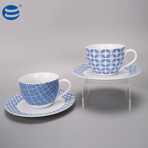 Tuyệt Vời Retro Thiết Kế Màu Xanh Decal Bình Gốm Đất Nung Nước Jug Với Xử Lý Ấm Trà Cốc Và Chiếc Đĩa Cốc Cà Phê Bộ - Product Image 3