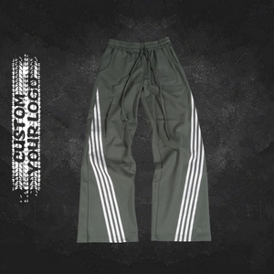Pantalons de survêtement larges en coton lourd, nouvelle mode, pour hommes, imprimés personnalisés, délavés, avec bande latérale - Product Image 1