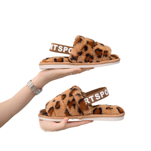 Automne hiver femmes en peluche pour pantoufles fourrure transfrontalière plat anti-dérapant chaud élastique ouvert coton pour pantoufles pour <span class=keywords><strong>Amazon</strong></span> - Product Image 1