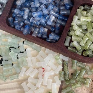 ลูกปัดแก้วสีแดงสดลายไม้ไผ่ 100 ชิ้น สไตล์จีน วัสดุทำสร้อยคอ สร้อยข้อมือ DIY ลายคลื่นน้ำ - Product Image 1