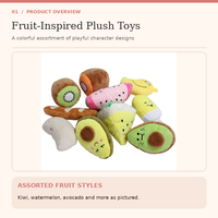 Jouets en peluche pour chiens, design classique de fruits (kiwi, avocat, donut), écologiques et réalistes, vente en gros du fabricant