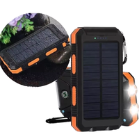 Batterie solaire étanche 10000 mAh avec double port USB et support - Entrée Type-C et DC, batterie au lithium polymère, protection contre les surcharges