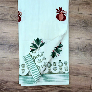 Nappe imprimée de bloc de main indien, nappes imprimées de bloc bleu, nappe de toile bleue de rectangle de longueur de plancher, couverture bleue - Product Image 1