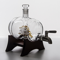 Offres Spéciales! Gros borosilicate baril de stockage du vin bouteille en verre whisky bouteille avec robinet tonneau de vin vin bouteille Logo personnalisé