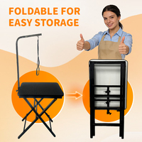 Table de toilettage portable pour animaux de compagnie, facile à nettoyer, avec plateau et structure en fer robustes, pour chats et chiens, petit modèle, outils de toilettage