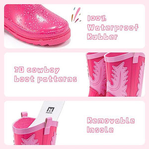 Bottes de pluie pour enfants, bottes en caoutchouc imperméables mi-mollet pour garçons et filles, faciles à mettre et à enlever, pour les jeux en plein air, l'école, la boue - Product Image 4