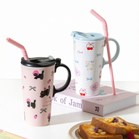 Tasse en céramique Lelyi Ins, motif dessin animé mignon, style graffiti, design créatif, esthétique riche en couleurs, pour les jeunes filles, cadeau d'affaires, grande capacité, tasse haute
