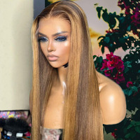 Penjual Rambut Virgin Brazil ZSF dengan Kutikula Tertata Rapi, Sudah Dipluk, Highlight 4/27 #   Wig Rambut Asli Warna Piano dengan Lace Front Transparan