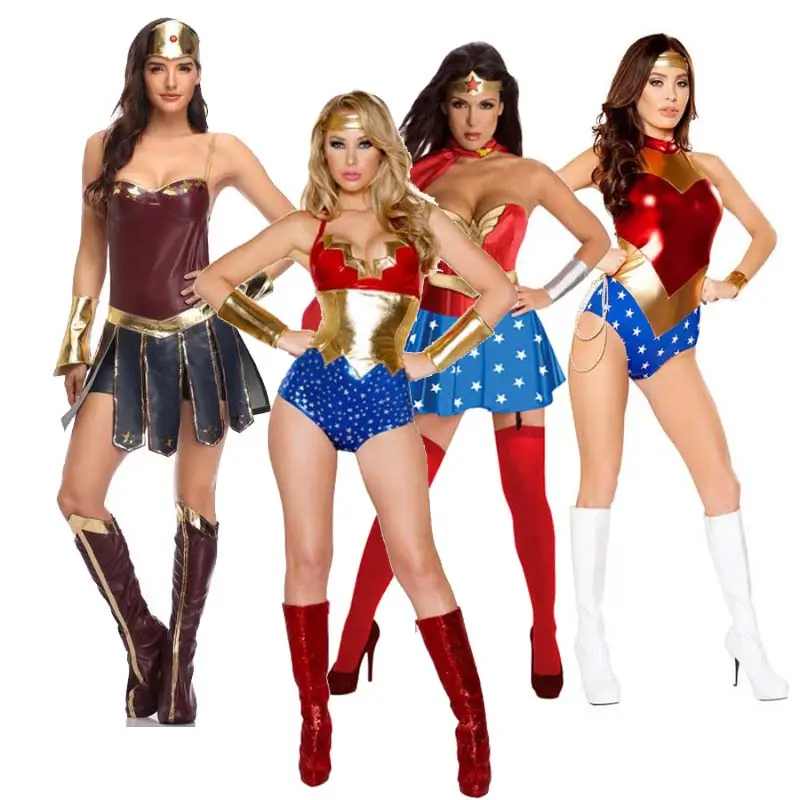 2022 New Halloween Masquerade Party Movie Justice Wonder Super Girl Costume MWHC-010