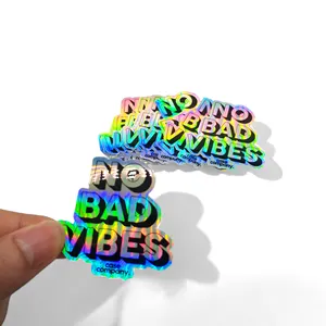 Custom Vinyl Adhesive Waterproof Rainbow Foil Vinyl Film Hologram Holographic Laser Die Cut Stickers