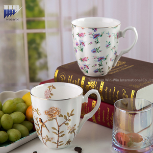 Cangkir Kopi Bone China Berkualitas Tinggi Motif Bunga Cangkir Teh Tepi Emas Timbul Cangkir Kopi Susu Kreatif - Product Image 2