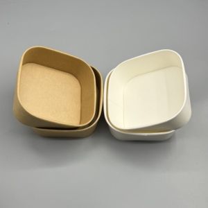 Conteneur alimentaire rond en papier kraft biodégradable personnalisé en usine, bols à salade jetables à emporter avec couvercle - Product Image 3