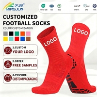 Chaussettes de football mi-mollet pour hommes pour l'entraînement professionnel : antidérapantes, avec points collés, absorbant la transpiration, avec semelle épaissie en tissu éponge