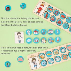 Jeu de correspondance des métiers de la communauté <span class=keywords><strong>en</strong></span> bois Montessori, <span class=keywords><strong>apprentissage</strong></span> cognitif éducatif pour enfants, emplois et professions, blocs de bois, jouets d'appariement - Product Image 5