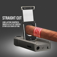 Ensemble classique d'accessoires pour cigares : Briquet à flamme unique réglable haute température et coupe-cigares