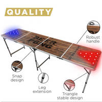 Mobilier d'extérieur numérique de haute qualité, table pliante en aluminium avec hayon, table de beer pong pliante lumineuse à led personnalisée