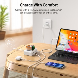 <span class=keywords><strong>Chargeur</strong></span> GaN HNT 125W 3A3C 6 ports, station de charge rapide sans fil pour <span class=keywords><strong>Apple</strong></span> <span class=keywords><strong>Watch</strong></span>, iPhone, charge rapide 60W <span class=keywords><strong>5</strong></span> ports - Product Image 3
