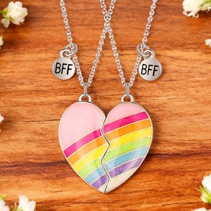 Collar de <span class=keywords><strong>la</strong></span> <span class=keywords><strong>Amistad</strong></span>, Regalos para el Día de San Valentín, Conjuntos de Joyería Fina, Collares Magnéticos con Corazón <span class=keywords><strong>y</strong></span> Delfín, Aleación Plateada para Mujer - Product Image 5