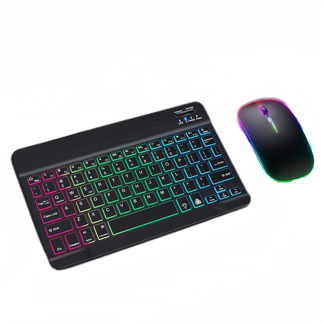 X529 Arabic Colorful Luminous Wireless Keyboard Mouse Set Tablet Spanish Teclado Y Rice Russian Office Keyboard and Mouse Combo