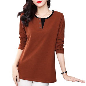 T-shirt décontracté à manches longues pour femme – Modèle classique en polyester, toile et mousseline avec boutons – Collection Hiver – Meilleure vente - Product Image 3
