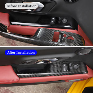 Para <span class=keywords><strong>Toyota</strong></span> <span class=keywords><strong>Supra</strong></span> GR A90 <span class=keywords><strong>MK5</strong></span> fibra de carbono Real accesorios interiores de coche puerta reposabrazos ventana interruptor botón Panel decoración cubierta - Product Image 2