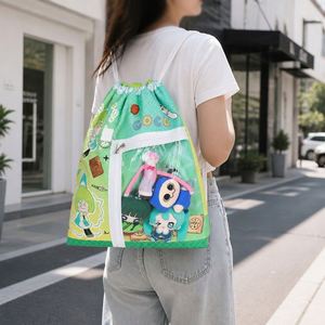 Bolsa de Lona Personalizada, Mochila con Cordón y Ventana Transparente para Pins y Charms, Bolsa Escolar Estética Personalizada, Regalo de Viaje - Product Image 2
