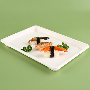 Plateau à sushi avec couvercle, boîte alimentaire végétarienne, plateau à fruits en bagasse écologique, emballage en canne à sucre, boîte en pulpe à succès - Product Image 5