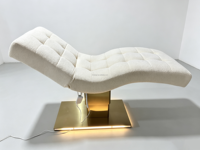 Lit de beauté électrique de luxe en polaire Teddy, base relevable à 2 moteurs, carré doré, inclinable, lit facial incurvé, éponge haute densité pour