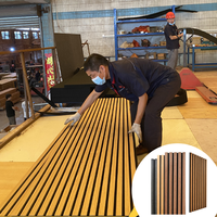 Panneau acoustique décoratif mural et de plafond, insonorisant, en bois, avec support en feutre PET, placage chêne fumé, lamelles en MDF, 60x240cm