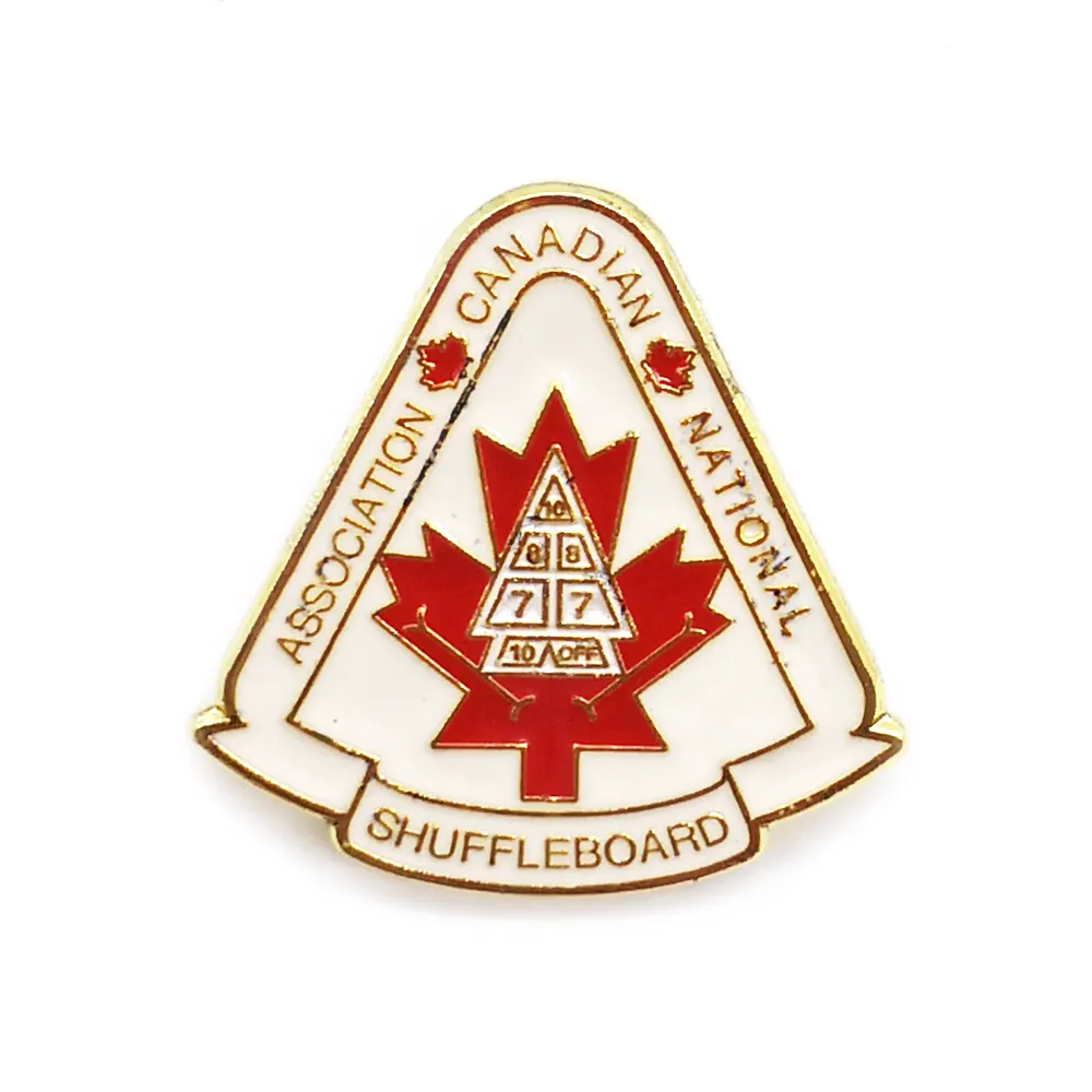 Kanada birliği ulusal Shuffleboard Metal yaka emaye Pin özel rozet profesyonel üreticiden